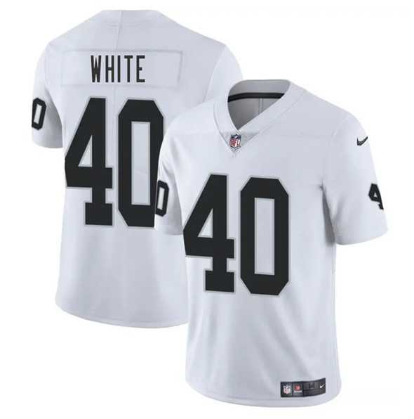 Men & Women & Youth Las Vegas Raiders #40 Devin White White 2025 Vapor Stitched Jersey->los angeles chargers->NFL Jersey